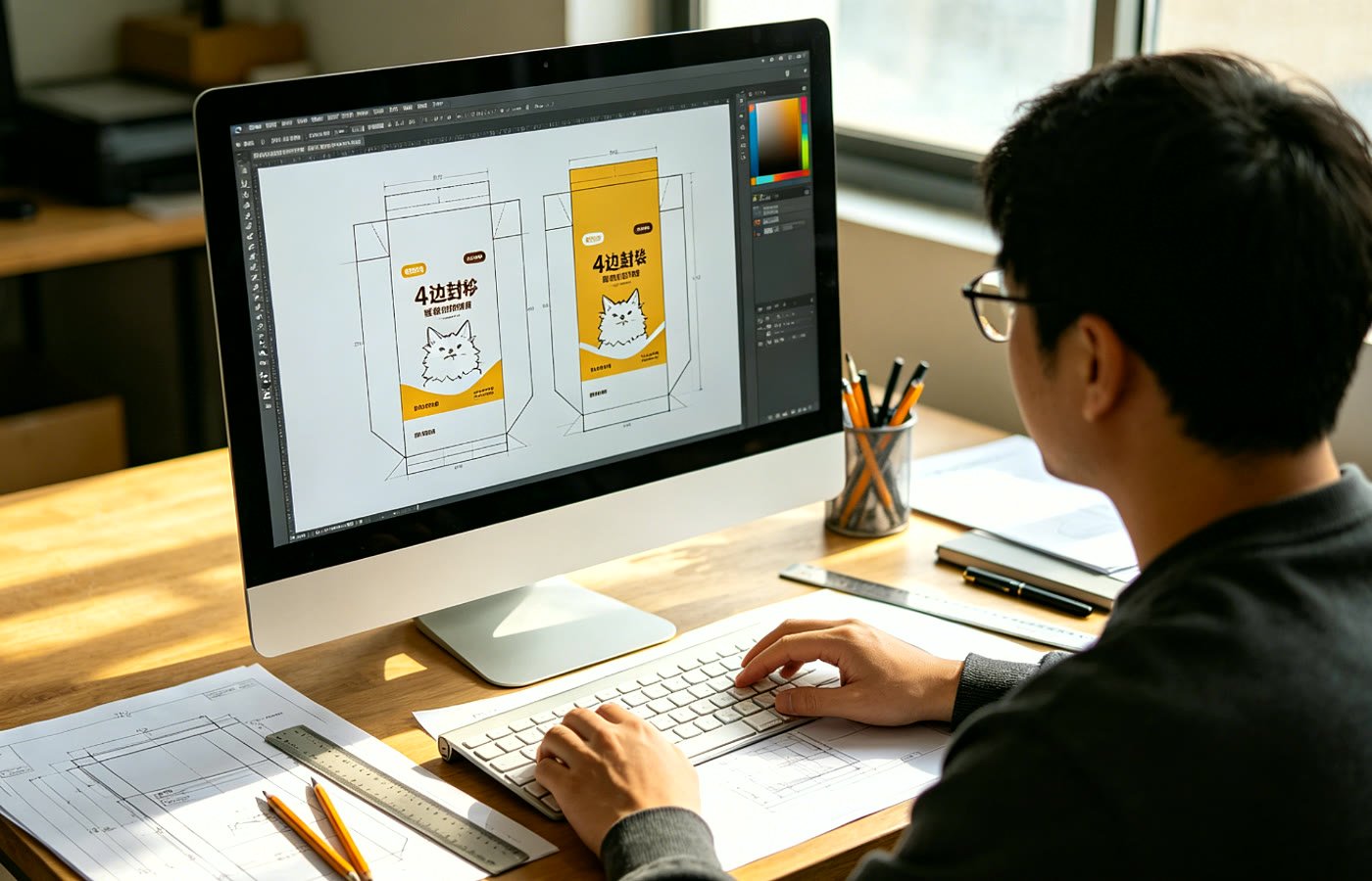 Pemeriksaan desain kantong private label pasir kucing