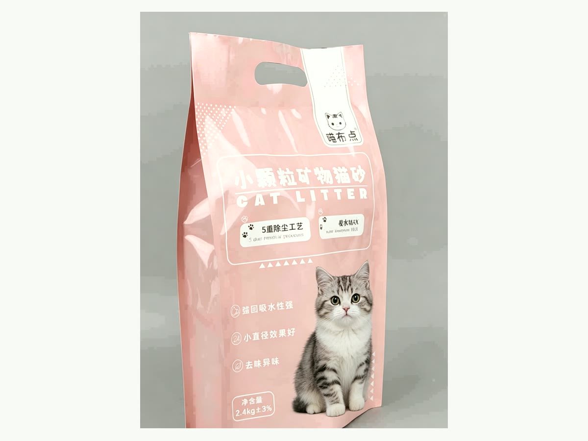 Four-side seal bag untuk pasir kucing bentonite