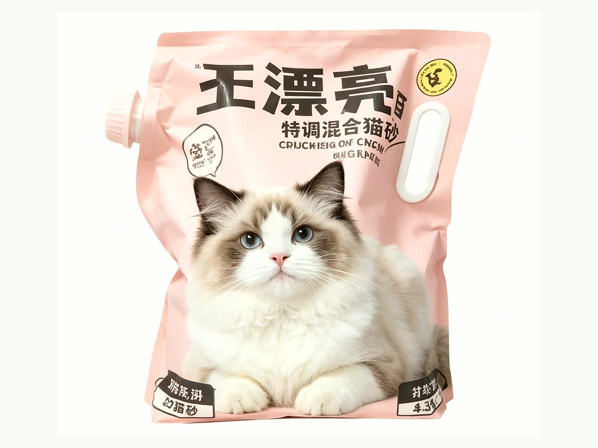 Handle atau spout pouch untuk pasir kucing bentonite