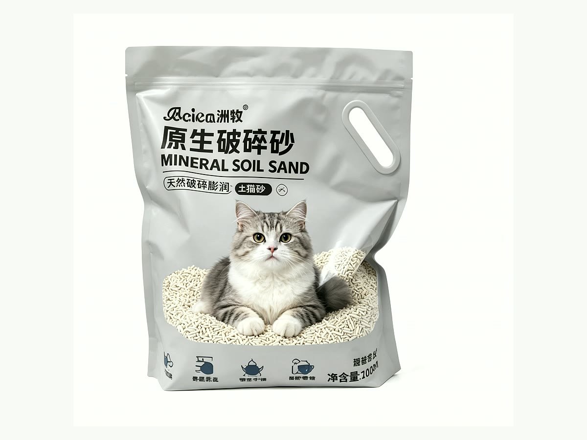 Stand-up pouch zipper untuk pasir kucing bentonite